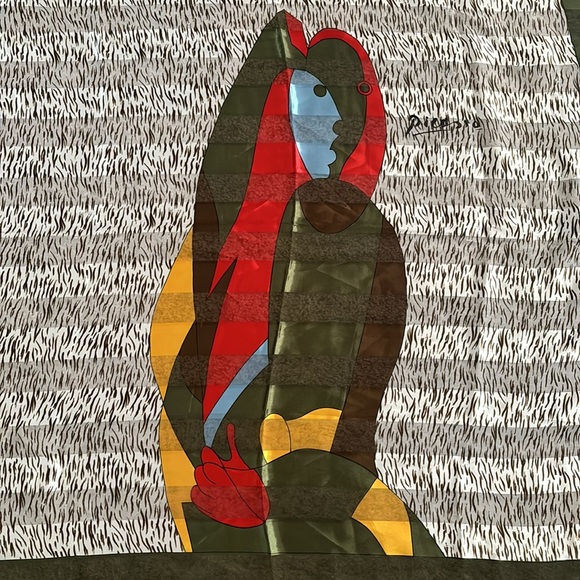 PICASSO silk scarf 40”X40” - Picture 2 of 3